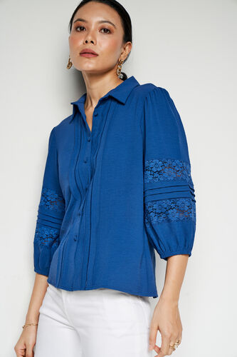 Eve Solid Straight Top, Navy Blue, image 4